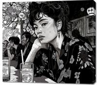 Obraz 100x90cm Czarne Kimono