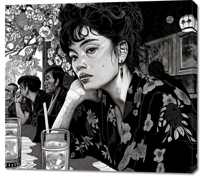 Obraz 100x90cm Czarne Kimono zdjęcie 1