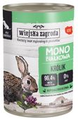 Zdrowa karma monoproteinowa dla psów dorosłych Wiejska Zagroda Królik 400g