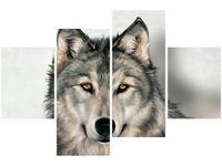 140CM 70 OBRAZ SZARY WILK ŚCIENNY