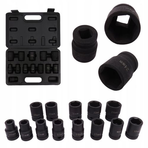 ZESTAW NASADEK UDAROWYCH 10-24 NASADKI UDAROWE 1/2" KLUCZ UDAROWY KOMPLET na Arena.pl