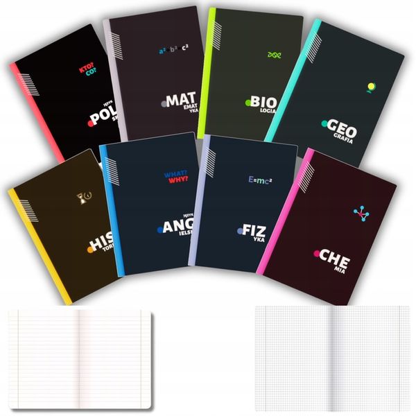 KOMPLET 8 ZESZYTÓW ZE ŚCIĄGĄ A5/60K ŚCIĄGA KOLOROWA 60 KARTEK KLASA 7-8 TOP zdjęcie 1