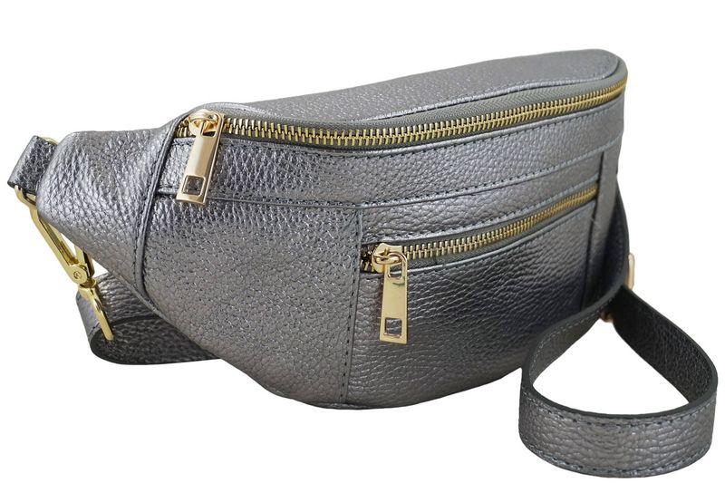 Modna torebka nerka metalizowana - Srebrna ciemna zdjęcie 2