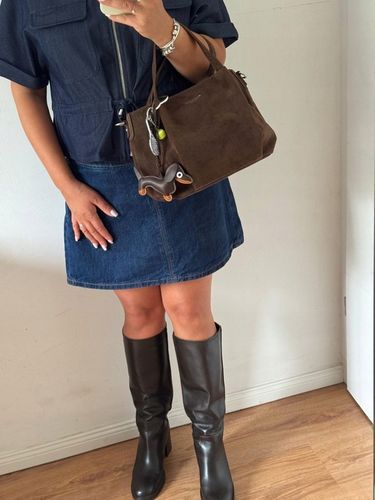 Torba Flora&Co torebka czekoladowa zamsz zamszowa eco brązowa shopper viral na Arena.pl