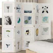 Parawan pokojowy, 5-panelowy, biały, lite drewno paulowni