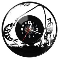 Zegar ścienny z płyty winylowej Wędkarz 181.14