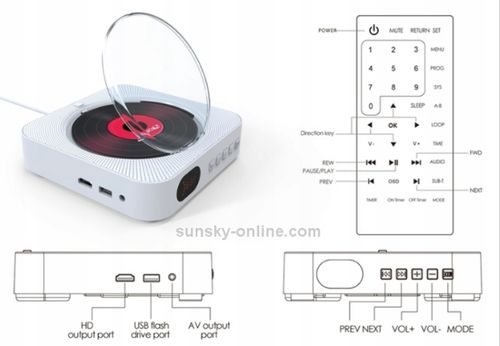 PRZENOŚNY ODTWARZACZ CD WALL MOUNTABLE DBD KC-606 BLUETOOTH BIAŁY na Arena.pl