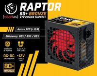 Zasilacz Rebeltec RAPTOR 500W 80 PLUS Bronze, Single Rail, DC-DC FLAT BLACK
