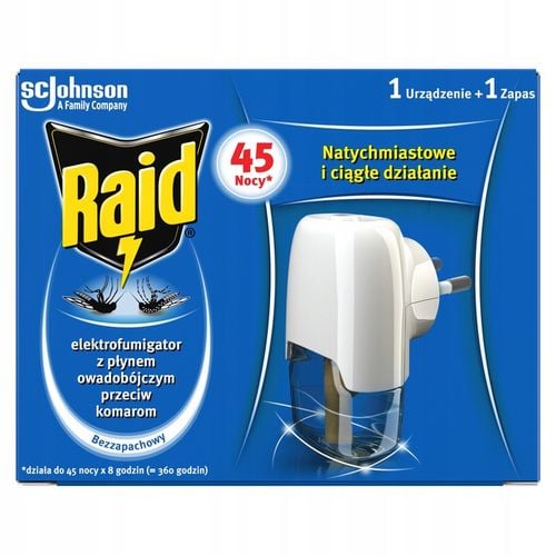 ELEKTROFUMIGATOR OWADOBÓJCZY Z PŁYNEM RAID NA KOMARY BEZZAPACHOWY 45 na Arena.pl
