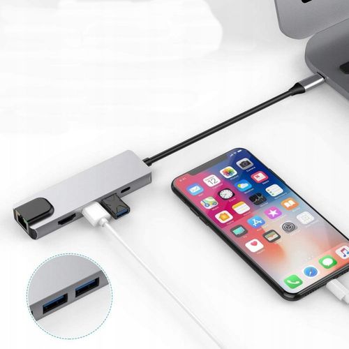 KARTA SIECIOWA PRZEJŚCIÓWKA HUB USB USB-C ADAPTER HDMI RJ45 LAN ETHERNET na Arena.pl