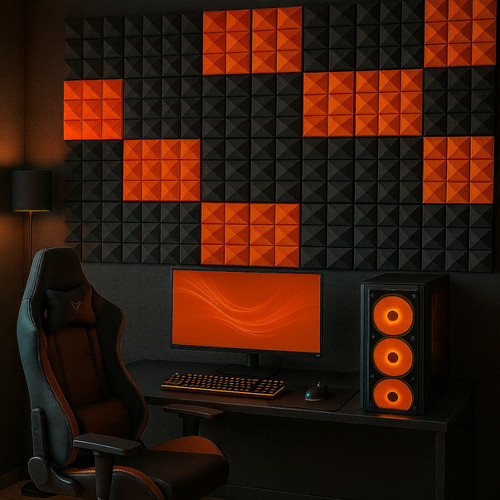 Panele akustyczne BUFFO 30×30 cm| grafit pomarańcz| ZESTAW | – 4 szt na Arena.pl