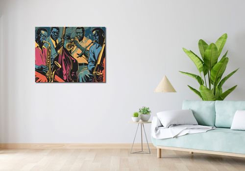 Obraz 90x70cm Jazzmani w Gazie na Arena.pl