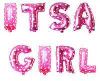 Balony napis baby shower It's a girl różowy 43 cm