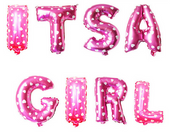 Balony napis baby shower It's a girl różowy 43 cm