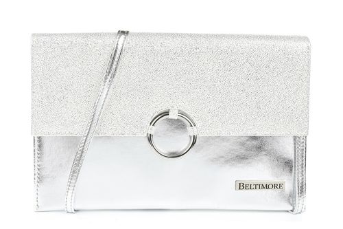 Srebrna oryginalna damska torebka kopertówka na pasku usztywniana W63 na Arena.pl