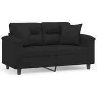 2-osobowa sofa z poduszkami, czarna, 120 cm, mikrofibra