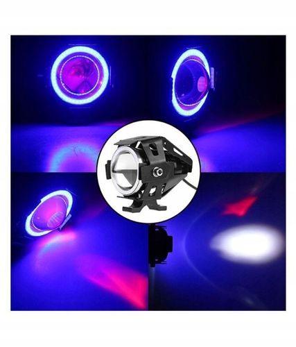2Xhalogen Motocyklowy U7 +Ring Blue+Włącznik Black na Arena.pl