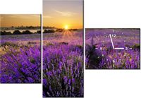 100CM 70CM ZEGAR 3 ELEM POLE LAWENDY ŚCIENNY OBRAZ