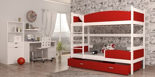 Łóżko TWIST 2 białe Kolor - Błękit na Arena.pl