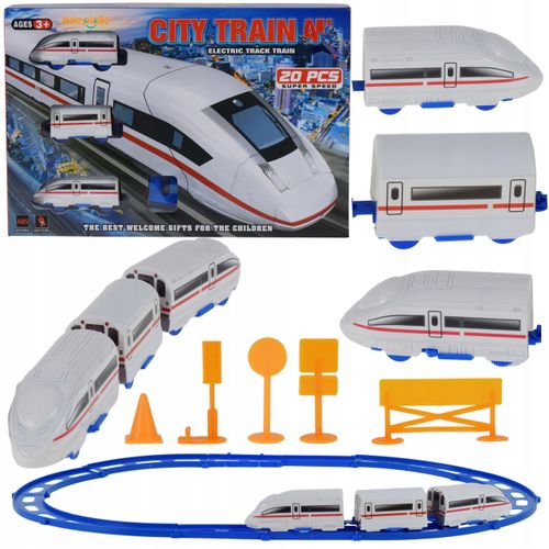 Zabawka pociąg tory z zestawem znaków kolejowych i akcesoriami na baterie na Arena.pl