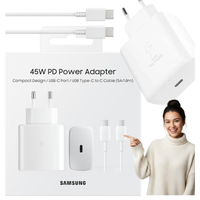 Oryginalna Ładowarka Samsung EP-T4510 45W + Kabel C na C Biała Super Charger