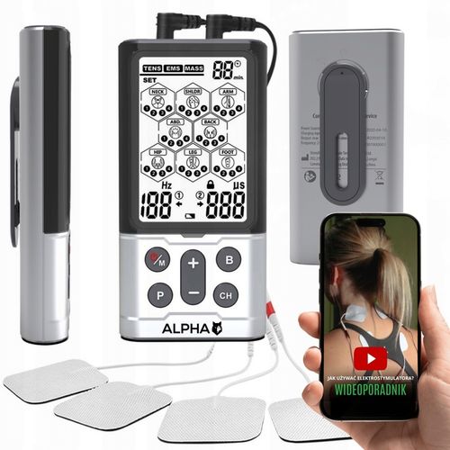 Elektrostymulator mięśni i nerwów TENS EMS MASAŻ 60 prog ALPHA + elektrody na Arena.pl