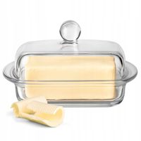 NOWOCZESNA MASELNICZKA MASELNICA POJEMNIK NA MASŁO Z POKRYWKĄ SZKLANA