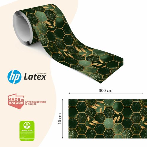 Samoprzylepny Pasek Ozdobny Zielony MARMUR Mozaika Heksagony Styl Glamour na Arena.pl