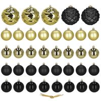 Bombki choinkowe 37 szt. zestaw dekoracji świątecznych, nietłukące złoto-czarne
