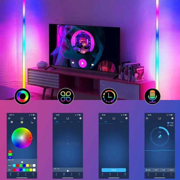 INTELIGENTNA LAMPA PODŁOGOWA LED RGB NAROŻNA STOJĄCA DO SALONU zdjęcie 8