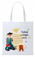 Torba Biała Eco Shopper Dla Technika Prezent Z Nadrukiem Ze Zdjęciem
