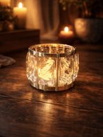 ŚWIECZNIK GLAMOUR ZŁOTY Z KRYSZTAŁAMI + GRATIS