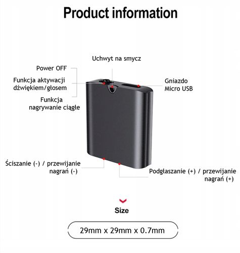 MINIATUROWY DYKTAFON PODSŁUCH SZPIEGOWSKI DETEKCJA na Arena.pl