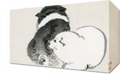 Obraz 30x20cm Black and White Puppies, Kōno Bairei Vintage do Salonu