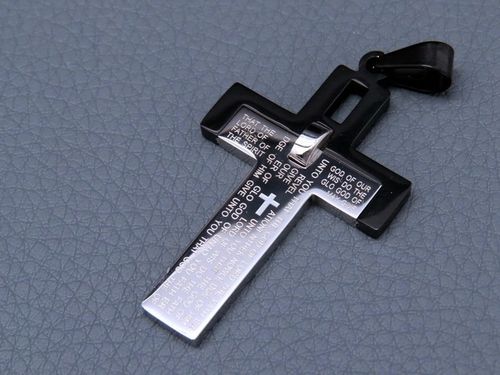 CZARNY ŁAŃCUSZEK + KRZYŻYK CZARNA STAL CHIRURGICZNA 316L SPLOT KRÓLEWSKI na Arena.pl