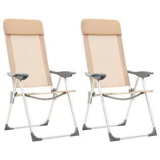 Składane Krzesła Turystyczne, 2 Szt., Kremowe, Aluminiowe