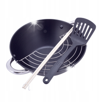 Wok patelnia żeliwna z powłoką marmurkową 28cm + akcesoria KAMILLE