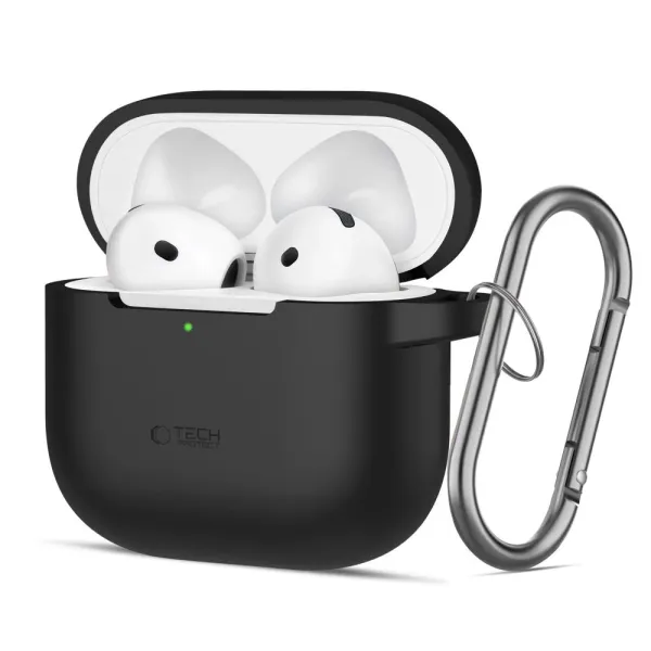 Etui Tech-Protect Silicone Hook na AirPods 4 - czarne zdjęcie 1