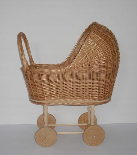 Wózek wiklinowy dla lalek NATURALNY pchacz pościel na Arena.pl