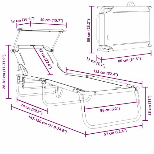 Składany leżak z poduszką 2 pcs Czarny 56 x 190 x 81cm tkanina na Arena.pl