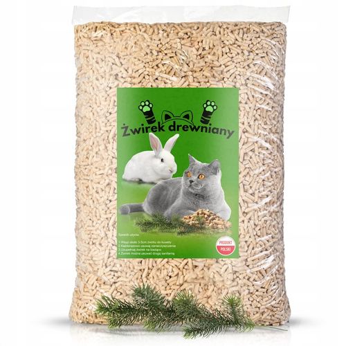 ŻWIREK DREWNIANY DLA KOTA KRÓLIKA ŚWINKI PELLET 15KG JASNY EKOLOGICZNY na Arena.pl