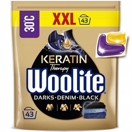 Woolite Kapsułki DoPrania Rzeczy Czarnych Ciemnych Jeans z Keratyną 43szt na Arena.pl