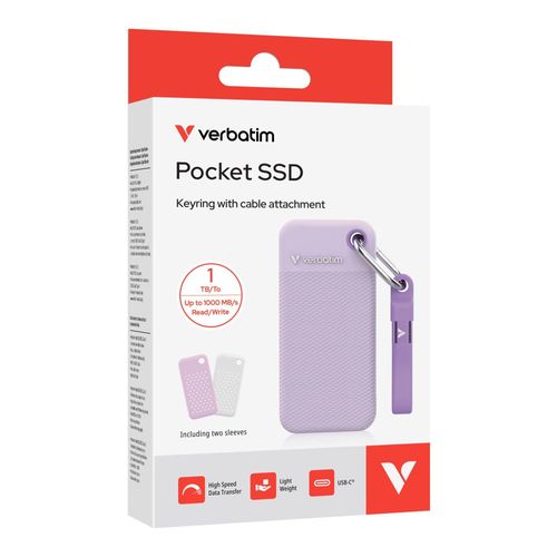 Dysk SSD zewnętrzny Verbatim Pocket 1TB USB-C 3.2 Gen 2 fioletowy na Arena.pl