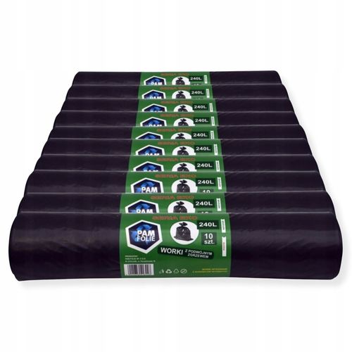 WORKI NA ŚMIECI 240L 100szt Uniwersalne Grube Mocne Czarne Pam Folie na Arena.pl
