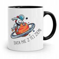 Kubek Czarny Na Dzień Ojca Tata Nie Z Tej Ziemi Z Nadrukiem Ze Zdjęciem