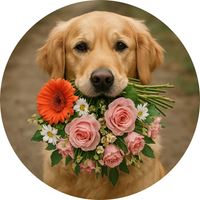 Opłatek na tort Pies Piesek Psy Kwiaty Róże