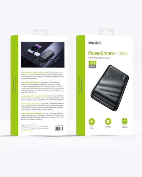 INNOSTYLE POWERSMART+ POWERBANK 10000MAH 3X USB USB-C 20W Z KABLEM USB-C zdjęcie 6