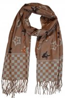 Cashmere - ciepły modny szalik frędzle camel kwiaty 08 200cm x 70cm