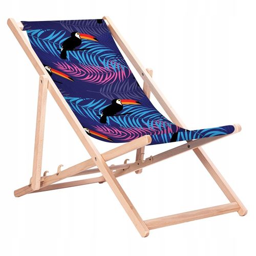 Leżak Drewniany Plażowy z Nadrukami Hello Summer Bukowe Leżaki KN127 na Arena.pl