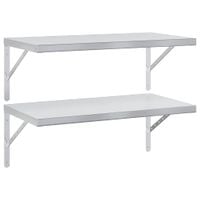 Półki ścienne, 2 szt., 75x40 cm, srebrna stal nierdzewna